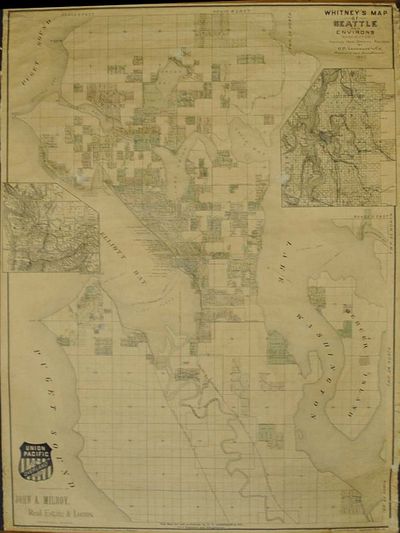 Seattle Antique Original Map from 1890 with Plat Names