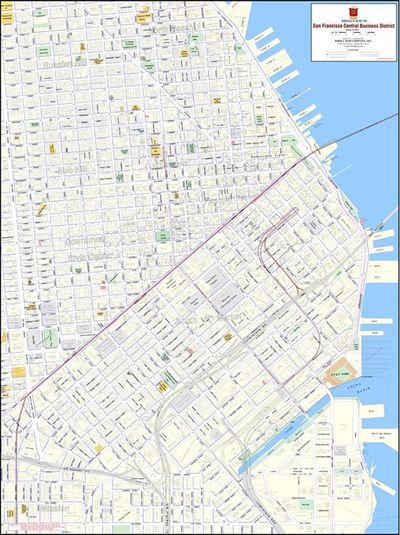 San Francisco Central Business District Wall Map Paper Laminated