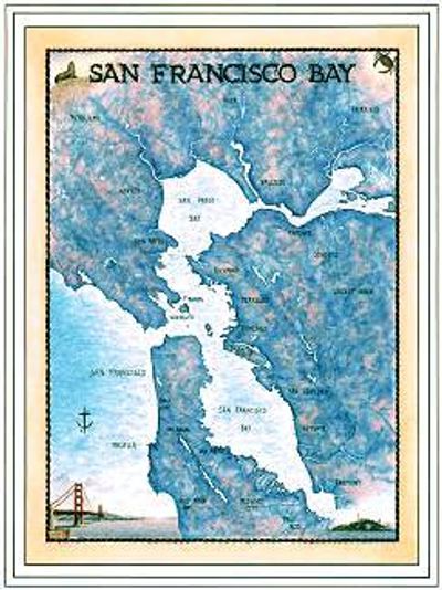 San Francisco Nautical Watercolor Art Wall Map