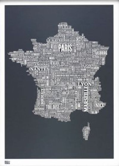 France Type Map - Slate
