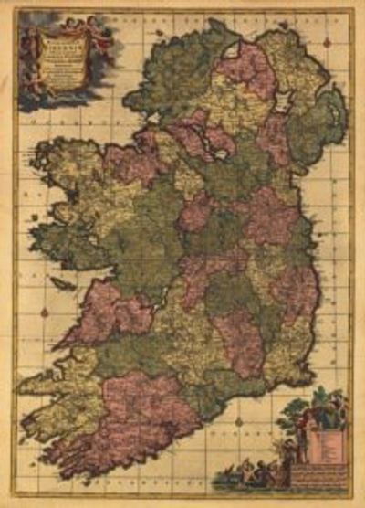 Ireland 1700s Antique Map Replica Color 