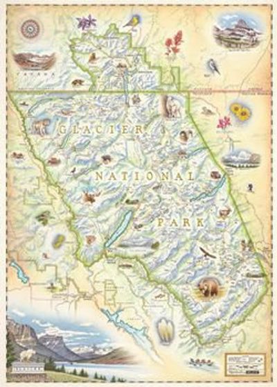 Glacier National Park Wall Map l Xplorer Maps