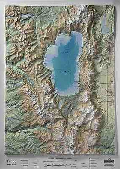 Lake Tahoe Area Raised Relief Map by Summit 3D