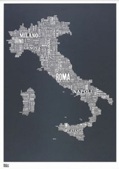 Italy Type Map - Slate