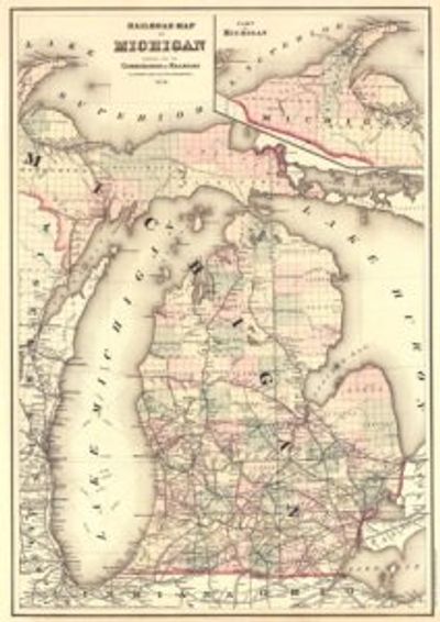 Antique Map of Michigan 1876
