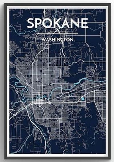 Spokane City Map Graphic Wall Art Point Two