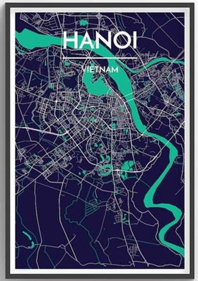 Hanoi Vietnam City Map Art Map Poster using Streets and Colors