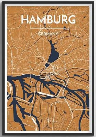 Hamburg City Map Graphic Wall Art Point Two