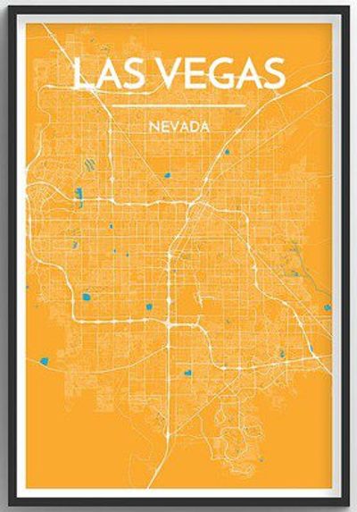 Las Vegas Nevada City Map Art Wall Graphic using Streets and Colors