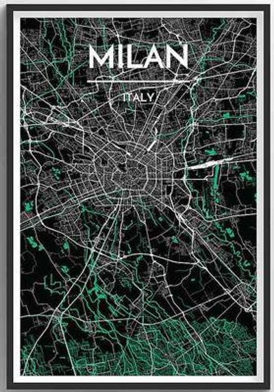 Milan City Map Graphic Wall Art Point Two
