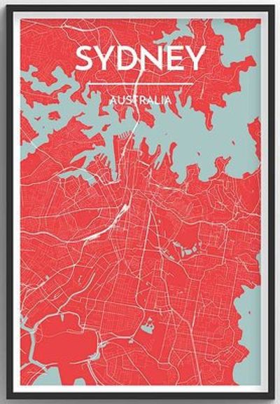 Sydney City Map Graphic Wall Art Point Two