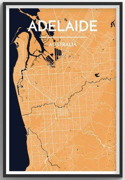 Adelaide Australia City Map Art Illustration using streets and colors