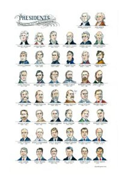 US Presidents Watercolor Art by Elizabeth Person