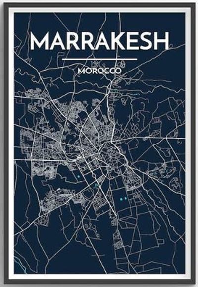 Marrakesh City Map Graphic Wall Poster Point Two