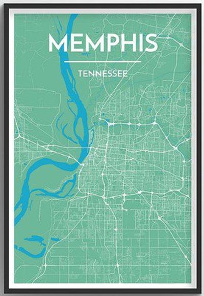 Memphis City Map Graphic Wall Art Point Two