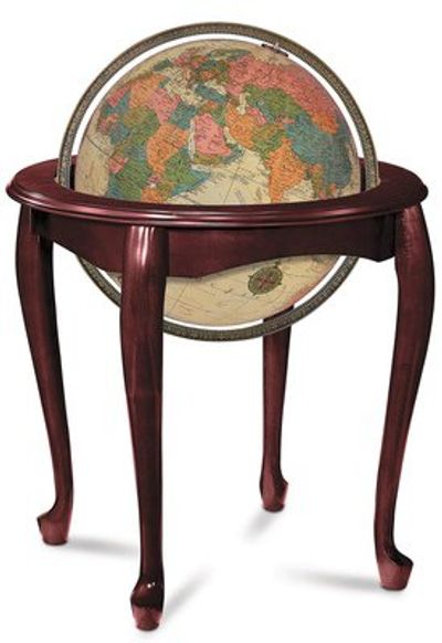 Queen Anne World Globe - 16" Illuminated Floor Globe