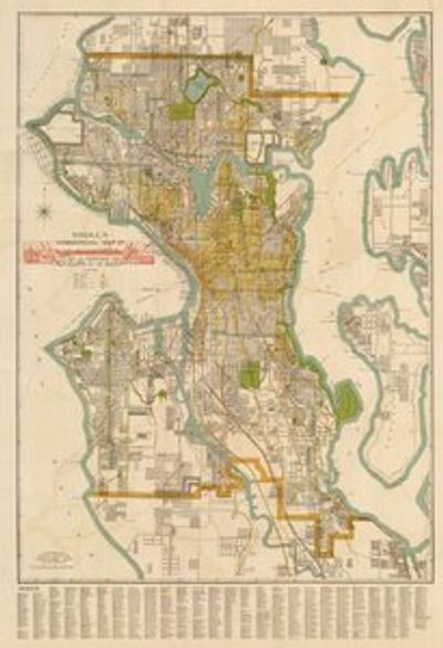 Seattle 1920 Antique Map Replica