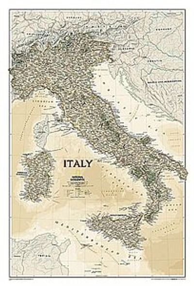 Italy Wall Map Executive Tan Poster National Geographic 