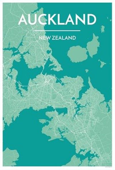 Auckland City Wall Map Poster Point Two