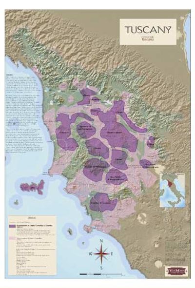 Tuscany Region Wine Map Wall Art