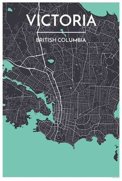 Victoria Canada City Map Art Wall Graphic using Streets and Colors