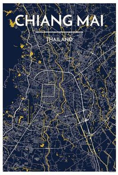 Chiang Mai Thailand City Map Art Wall Illustration using Streets