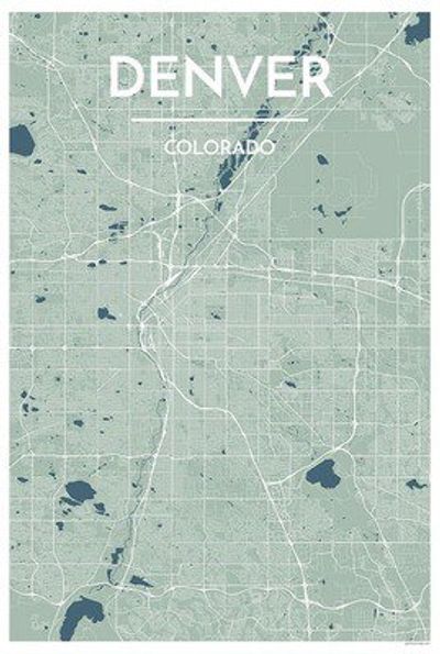Denver City Map Graphic Wall Poster Point Two