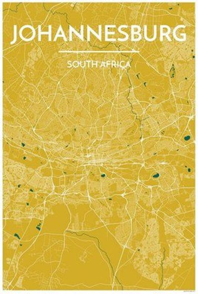 Johannesburg City Map Graphic Wall Art Point Two
