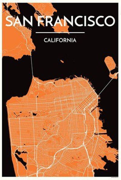 San Francisco Giants Color City Map Graphic Wall Art Point Two
