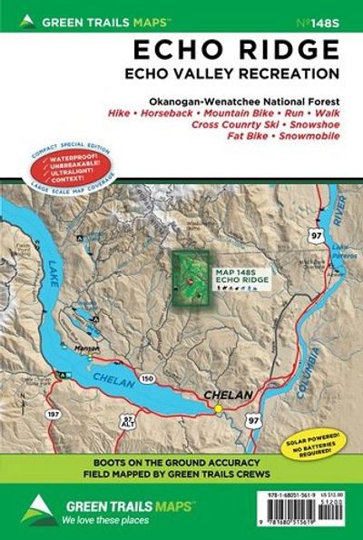 Echo Ridge Waterproof Hiking Green Trails Folded Map 148S