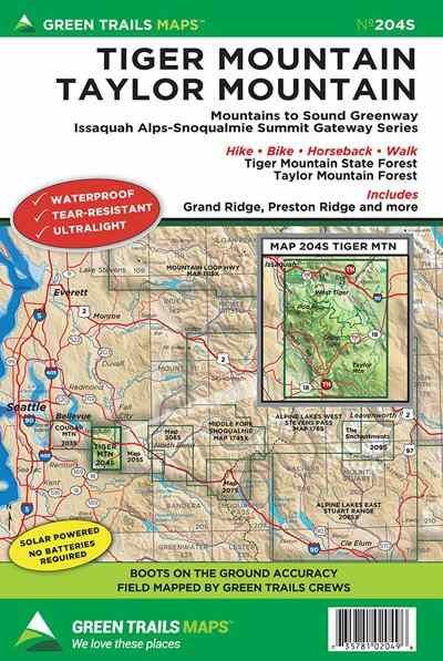 Tiger Taylor Mountain Hiking Topo Recreaton Map Green Trails 204S