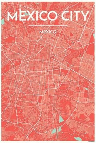 Mexico City City Map Graphic Wall Art Poster Point Two