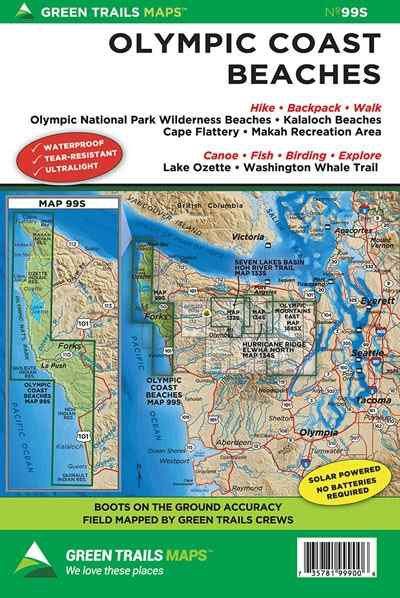 Olympic Coast Beaches Hiking Topo Map Waterproof Green Trails 99S