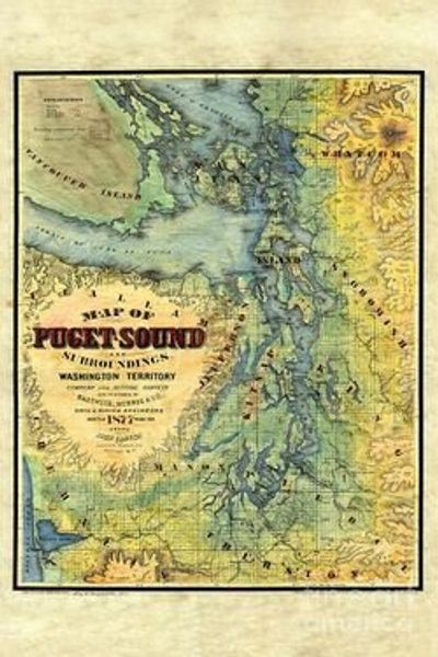 Puget Sound 1877 Antique Map Replica