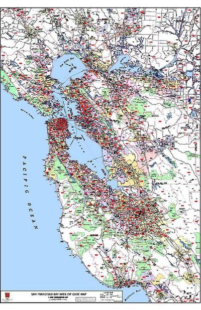 Kroll San Francisco Zipcode Wall Map Paper or Laminated Detail