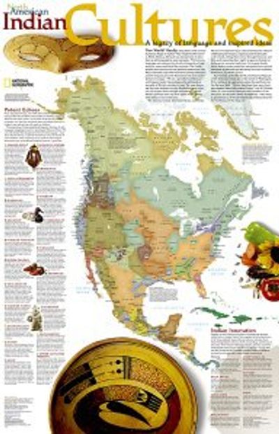 Indian Cultures Wall Map National Geographic Detail