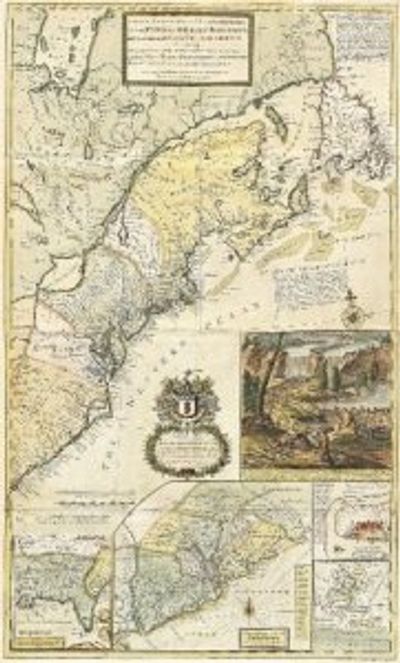Northeast American Coast 1715 Antique Map Replica