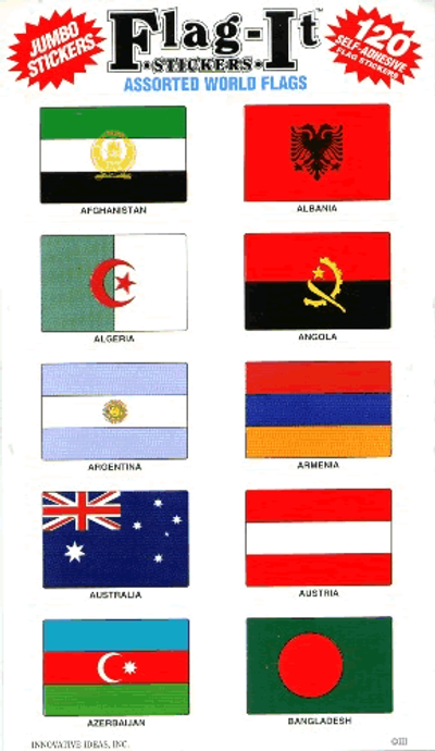 Assorted Mini World Flag Stickers