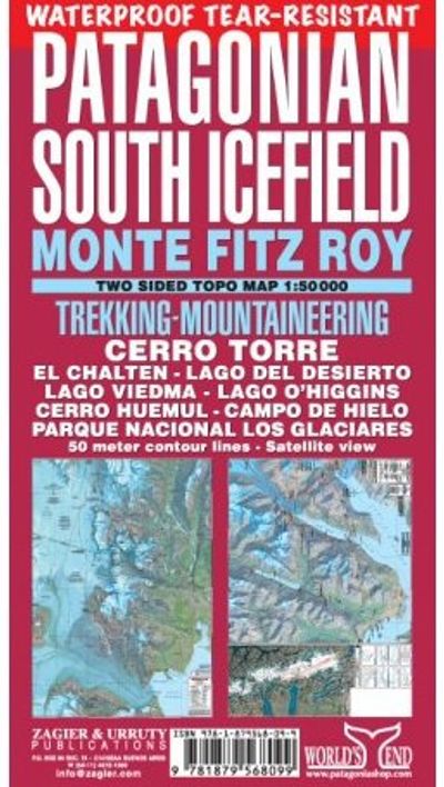 Patagonian South Icefield Folded Topographic Map Waterproof