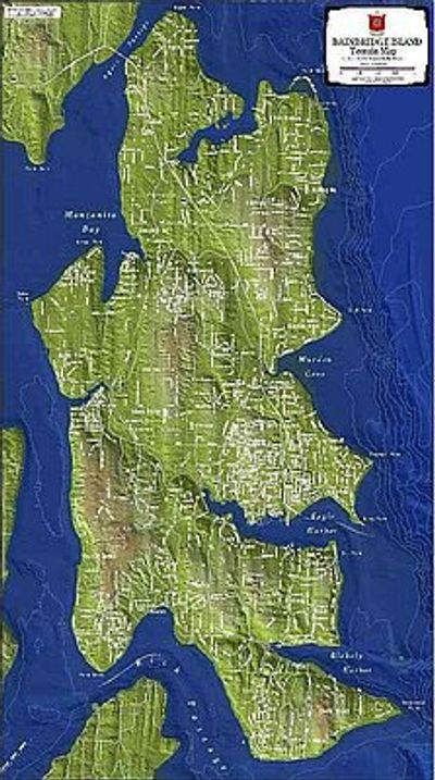 Bainbridge Island Wall Map Terrain Paper Laminated Kroll