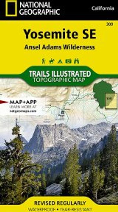 Yosemite National Park Southeast Ansel Adams Wilderness Topo Map Adventure Nat Geo
