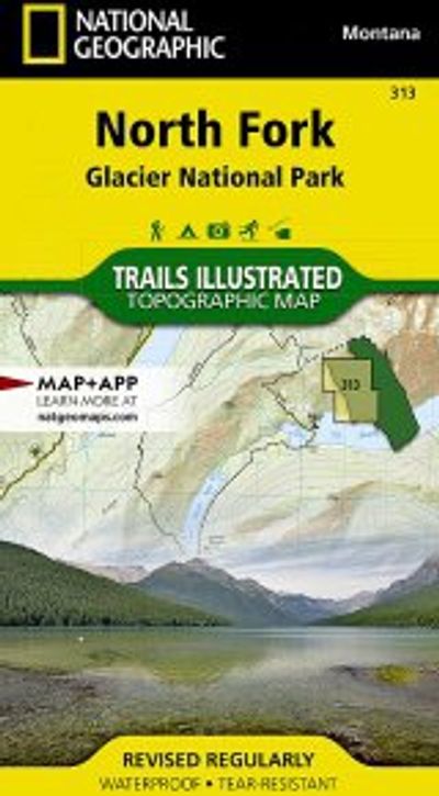 Glacier NP - North Fork Trail Map - MT, Alberta