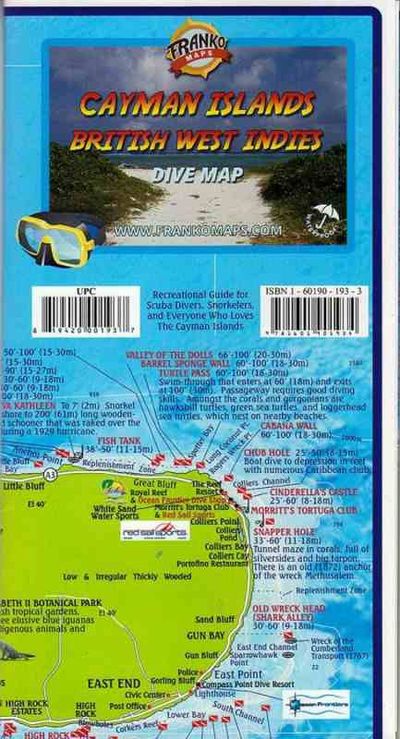 Franko Cayman Islands Jamaica Travel Recreational Guide Map