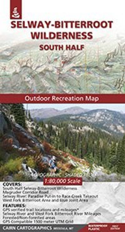 Selway Bitterroot Wilderness South Half Outdoor Recreation Map with Topography
