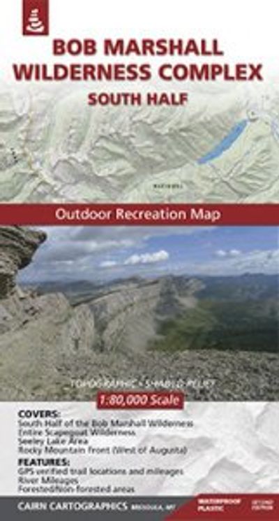 Bob Marshall Wilderness Complex South Half Folded Outdoor Recreation Map with Topography