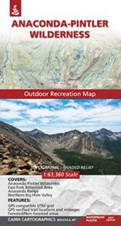 Anaconda Pintler Wilderness Montana Folded Outdoor Recreation Map with Topography