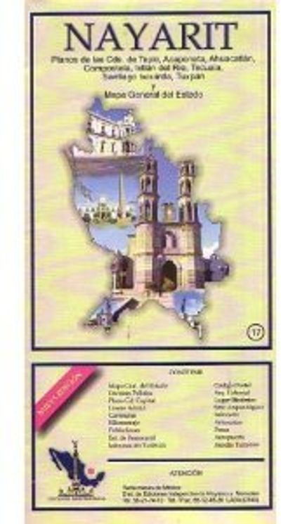 Nayarit Mexico State Travel Road Folded Map