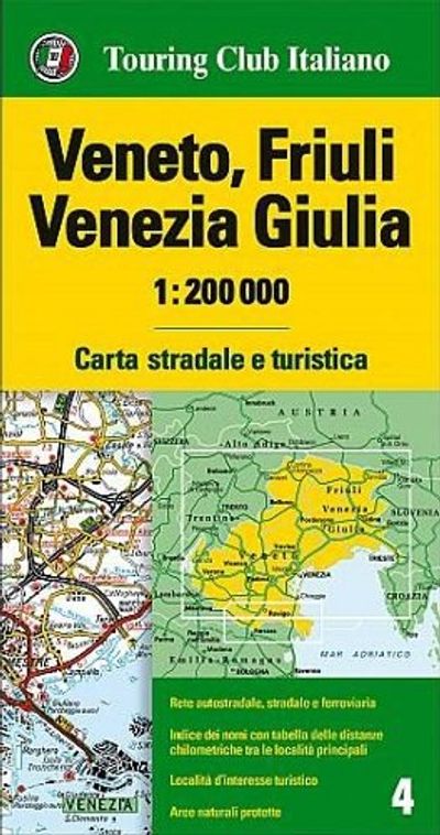 Veneto and Friuli Italy Regional Street Map by Touring Club of Italy