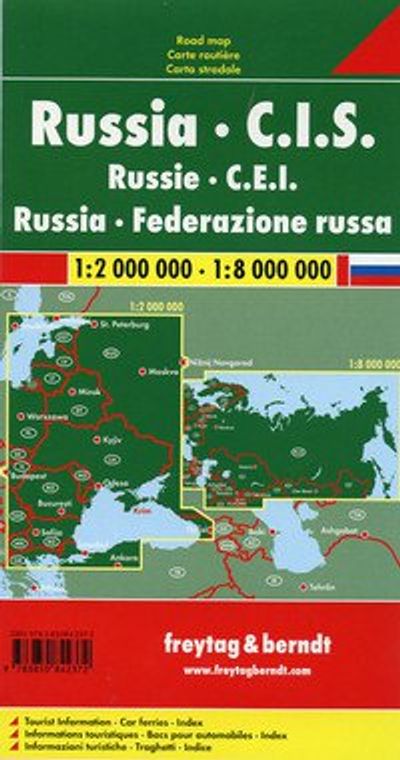 Russia Folded Travel and Road Map by Freytag and Berndt