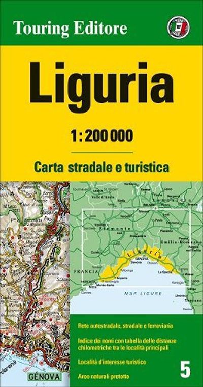 Liguria Italy Regional Street Map by Touring Club of Italy